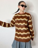 Caramel Zip Stripe Knit with Beanie  #241256